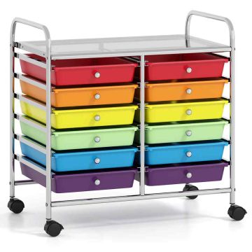 Storage trolley, 12 drawers, Multicolor, 63.5 × 38.1 × 86.36 cm