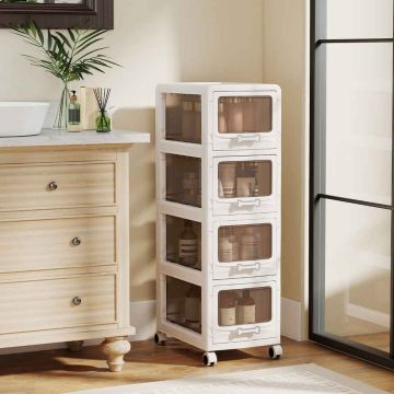 Storage trolley, 4 drawers, White, 41.91 × 91.44 × 27.94 cm
