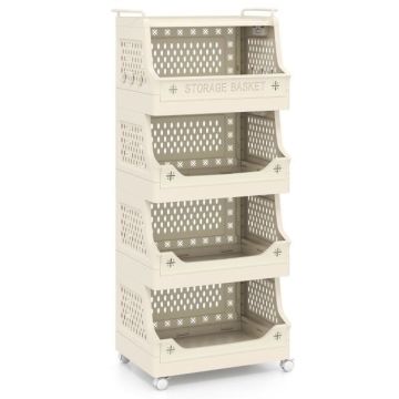 Storage Cart, 5-Shelf, 6-Hook, 18 × 12 × 47 inches