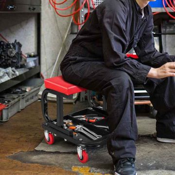Work chair with tool tray, 3 compartments, 38.1 × 36.8 × 35.6 cm