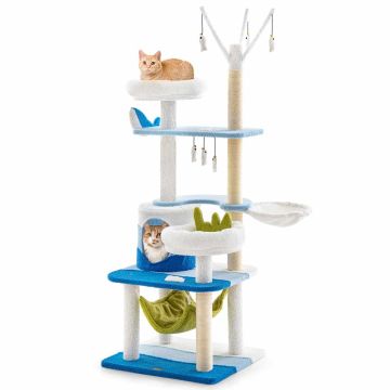 Multi-level cat scratching post, 3 platforms, 23 × 19 × 65 inches