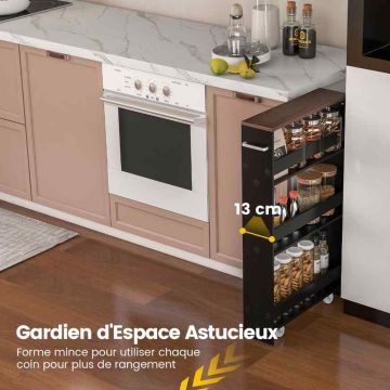 Multifunctional kitchen trolley with 3 shelves, 48 ​​x 12.5 x 81 cm, black + brown