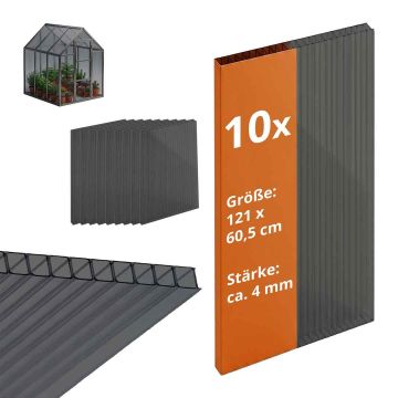 Mitmekihilised polükarbonaatplaadid Relaxdays, 10 tk, 4 mm, Hall, 60,5 × 121 cm