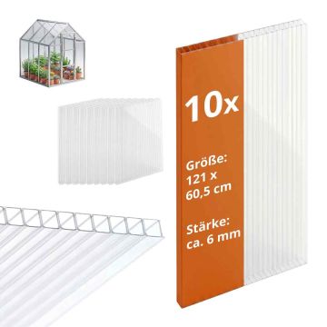 Mitmekihilised polükarbonaatplaadid Relaxdays, 10 tk, 6 mm, 60,5 × 121 cm