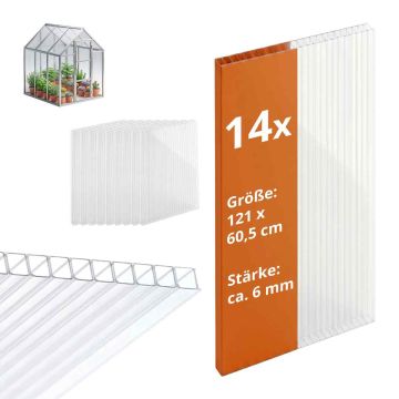 Mitmekihilised polükarbonaatplaadid Relaxdays, 14 tk, 6 mm, 60,5 × 121 cm