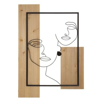Dekoratiivne seinapaneel Faces, Must/pruun, 63 × 90 × 2 cm