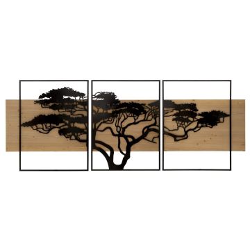 Dekoratiivne seinapaneel Lagos, 3 tk, Must/pruun, 204 × 80 × 2 cm