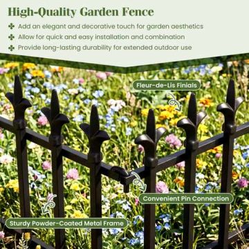 Decorative garden fence, 5 or 10 pieces, Black