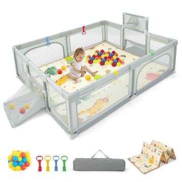 Large Baby Play Mat with Ocean Balls, Light Grey