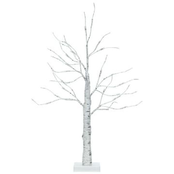 Artificial white birch Christmas tree, 24 LED lights, White