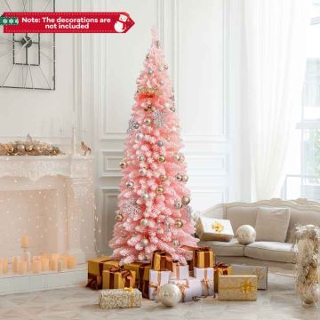 Artificial Christmas tree, 460 branch tips, 3 parts, Pink, 43.18 × 180 cm