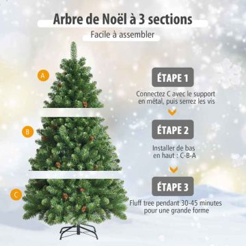 Artificial Christmas tree, 489 branches, 26 pine cones, Green, Ø 105 × 150 cm
