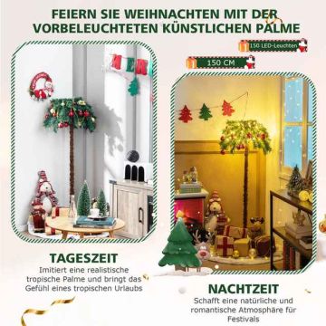 Artificial Christmas tree-coconut palm, 150 LED lights, Ø 67 × 150 cm