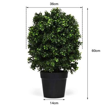 Artificial boxwood tree, Green, 36 × 36 × 60 cm