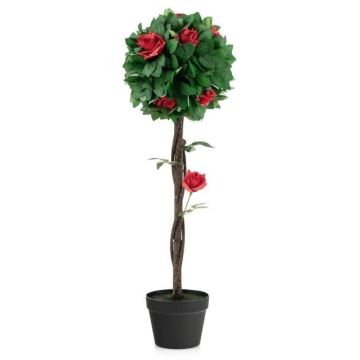 Artificial camellia tree, 12 flowers, Red/green, 92 × 22 × 24 cm