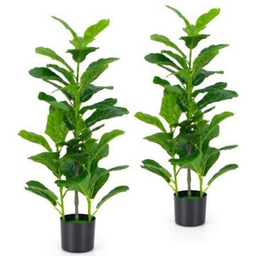 Artificial Fig Leaf Plant Set, 2 pcs, Green