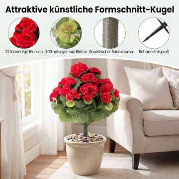 Kunstpelargoonide komplekt, 2 tk, Punane, Ø 57 × 33 cm