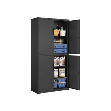 SONGMICS OMC016B01 Filing Cabinet, 4 Doors, 5 Shelves, Black, 40 × 80 × 180 cm