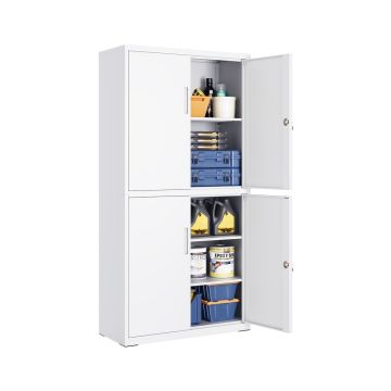 Dokumendikapp SONGMICS OMC016G01, 4 ust, 5 riiulit, Valge, 40 × 80 × 180 cm