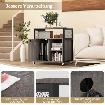 File cabinet, with charging station, Grey, 60 × 65.5 × 43.5 cm