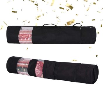 Kinkepaberi rullide hoiukotid Relaxdays 10052298_46, 2 tk, Must, Ø 17 × 85 cm