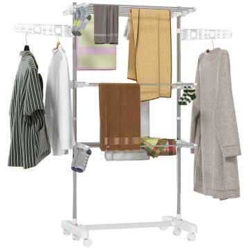 Pesukuivati ​​Homcom 142x55x152cm., hõbedane/valge