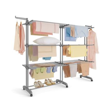 Pesukuivatusrest SONGMICS LLR704G01, 4 tasandit, Hall, 131–200 × 177,5 × 63,5 cm