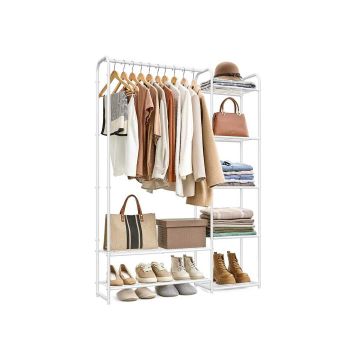 SONGMICS LGR462W01 clothes rack, with shelves, White, 29 × 112 × 158.4 cm