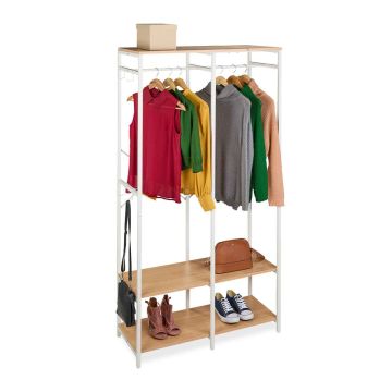 Riiulitega riidenagi Relaxdays, L, 3 riiulit, Valge/pruun, 94,5 × 180 × 40 cm