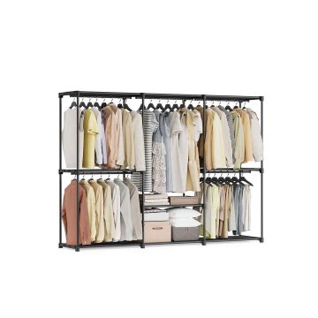 SONGMICS RYG24BK Wardrobe, With Hanging Rails, Black