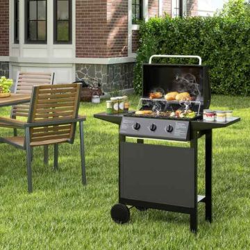 Gas grill, 3 burners, Black, 106 × 98 × 47 cm