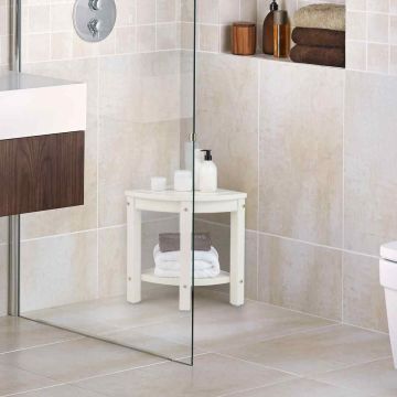 Shower shelf, corner, with storage space, Brown/white, 33.02 × 43.18 × 33.02 cm