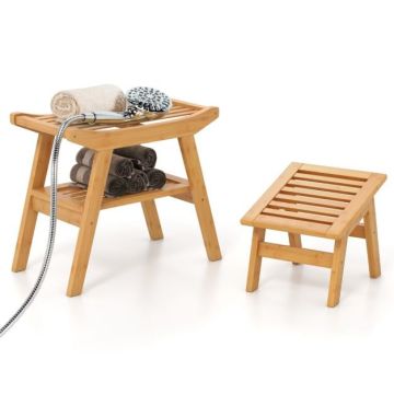 Shower bench, With footrest, 52 × 44 × 29 cm