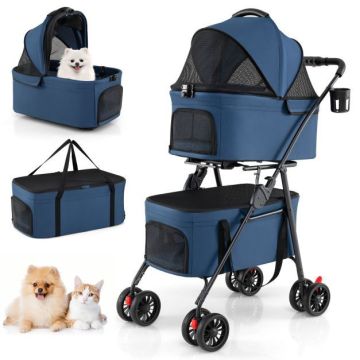 Double-deck pet stroller, 3 in 1, 2 carriers, 83 × 46 × 115 cm