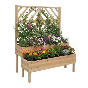 Kahekorruseline lillekast Relaxdays, 2 kasti, Pruun, 109 × 135 × 62 cm