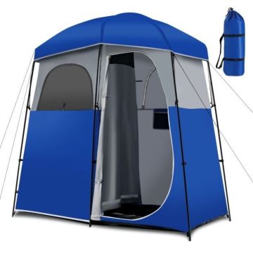 Two-room shower tent, 2 rooms, blue/silver, 210 × 106 × 222 cm