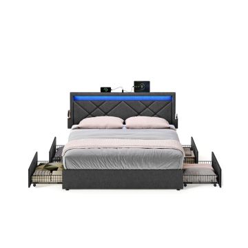 Kaheinimesevoodi raam SONGMICS RMB825GN02, 4 sahtlit, 210,2 × 185 × 88,2/94,7 cm