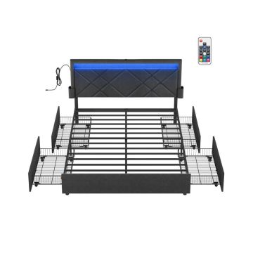 Kaheinimesevoodi raam SONGMICS RMB827G02, 4 sahtlit, 210,2 × 149 × 94,7/100,6 cm