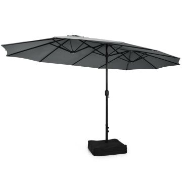 Double-sided canopy 4.5 m with manual mechanism and sandbags, gray