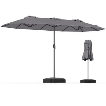 Double-sided patio umbrella, 393 × 195 × 230 cm