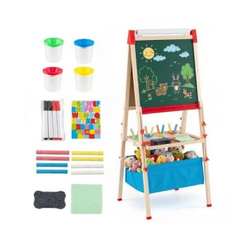 Kahepoolne laste molbert, 2 külge, 22 × 21 × 47–57 tolli