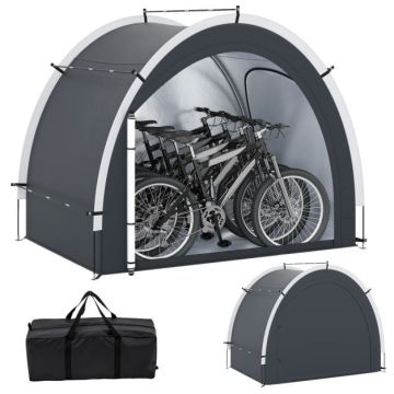 Bicycle garage, for 4-5 bikes, Black, 218 × 182 × 153 cm