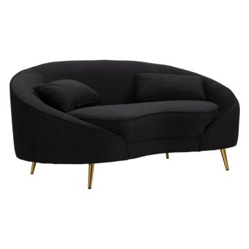 Kahekohaline diivan Oslo, 2 kohta 2 padjaga, Must/kuldne, 148 × 68 × 84 cm