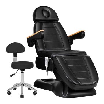 Электрическое косметологическое кресло Sillon Lux 273B, с табуретом AM-304, Чёрное