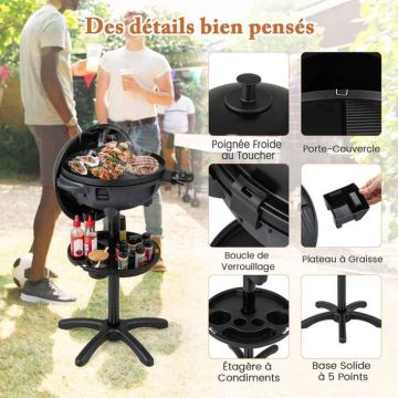 Electric grill, 2 zones, Ø 63 × 100 cm