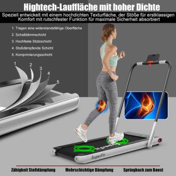 Electric treadmill, 12 km/h, Black/Silver, 124.5 × 106.5 × 65 cm