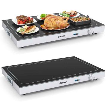Electric warming tray, 50 x 29 cm, tempered glass, thermostat