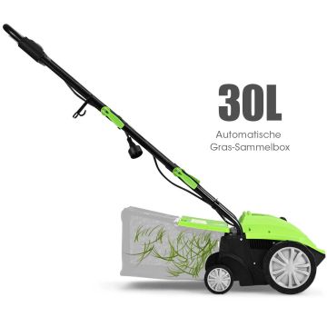 Electric lawn scarifier, 32 cm working width, 30 l capacity, 104.5 × 103 × 51 cm