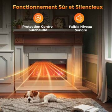 Electric fireplace, Black, 61 × 34 × 12 cm