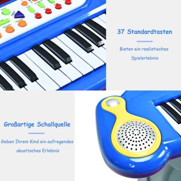 Elektrooniline mänguklaver, 37 klahvi, Sinine, 57,15 × 27,94 × 45,72 cm